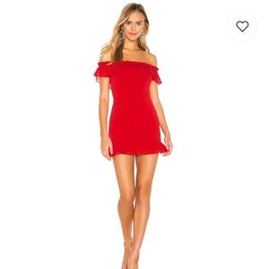 Red off the shoulder dress